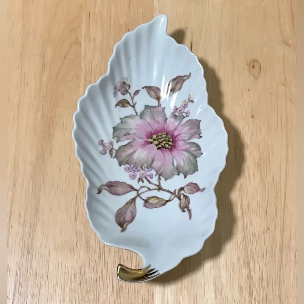 Gilt Trinket Tray Floral Porcelain Old Nuremberg Barvaria Germany